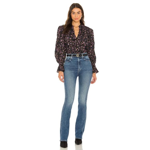 Free People $98 Meant To Be Blouse in Black Combo NEW WITH TAGS - Picture 1 of 5